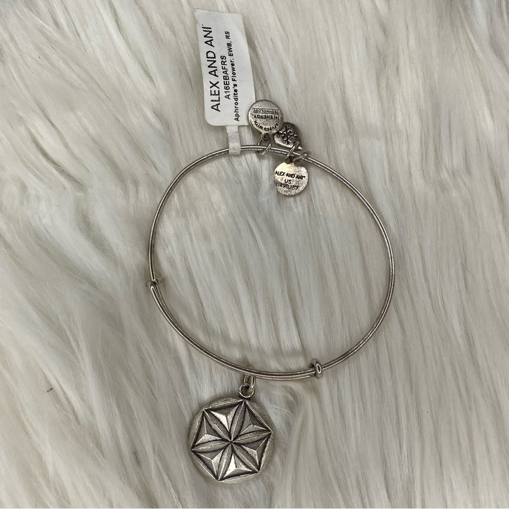 Alex and Ani Aphrodite’s Flower Rafaelian Silver Charm Bangle Bracelet